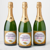 Luxury Silver Glitter Marble Customize Sparkling Wijnetiket (Flessen)