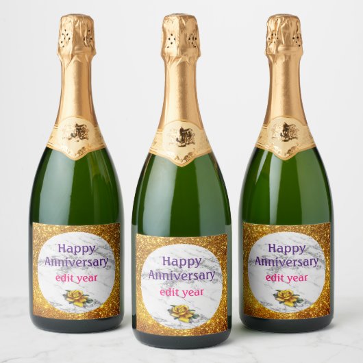 Luxury Silver Glitter Marble Customize Sparkling Wijnetiket (Flessen)