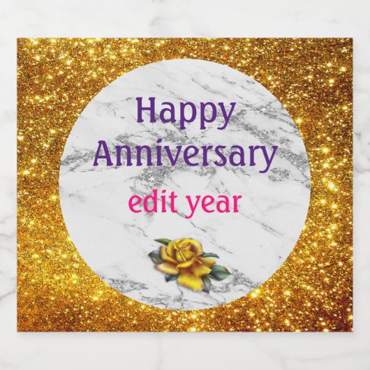 Luxury Silver Glitter Marble Customize Sparkling Wijnetiket (Enkel label)