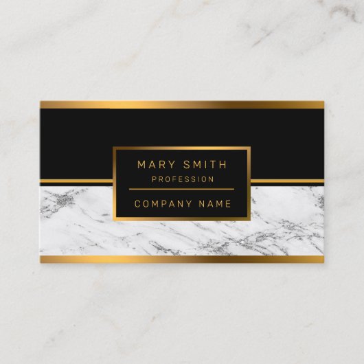 Luxury Silver Glitter Marble Customize Visitekaartje (Voorkant)