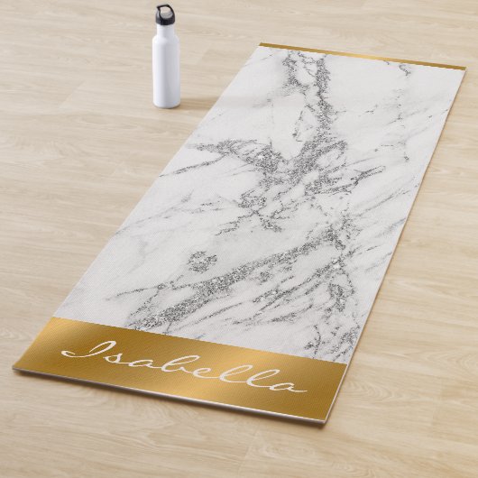 Luxury Silver Glitter Marble Customize Yogamat (In situ)