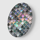 Luxury Silver Glitter Mermaid Scales Grote Klok (Hoek)