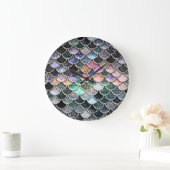 Luxury Silver Glitter Mermaid Scales Grote Klok (Huis)