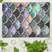 Luxury Silver Glitter Mermaid Scales Theedoek (Gevouwen)
