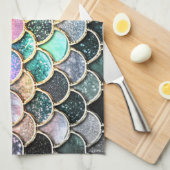 Luxury Silver Glitter Mermaid Scales Theedoek (Quarter Fold)