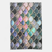 Luxury Silver Glitter Mermaid Scales Theedoek (Verticaal)