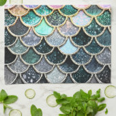 Luxury Silver Glitter Mermaid Scales Theedoek (Gevouwen)