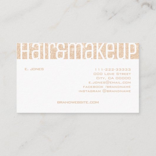 Luxury Silver Glitter Rain Peach Oranje White Glam Visitekaartje (Achterkant)