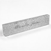 Luxury Silver Glitter Sparkle Girly Modern Naambordje