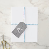 Luxury Silver Glitter & Sparkle Monogram Cadeaulabel (Met Touw)