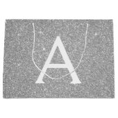 Luxury Silver Glitter & Sparkle Monogram Groot Cadeauzakje (Voorkant)