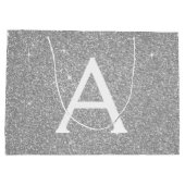 Luxury Silver Glitter & Sparkle Monogram Groot Cadeauzakje (Achterkant)