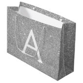 Luxury Silver Glitter & Sparkle Monogram Groot Cadeauzakje (Voorkant Gekanteld)