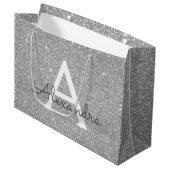 Luxury Silver Glitter & Sparkle Monogram Groot Cadeauzakje (Voorkant Gekanteld)