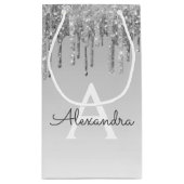 Luxury Silver Glitter & Sparkle Monogram Klein Cadeauzakje (Achterkant)