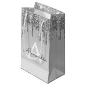 Luxury Silver Glitter & Sparkle Monogram Klein Cadeauzakje (Voorkant Gekanteld)