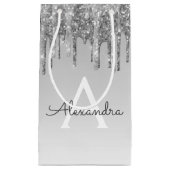 Luxury Silver Glitter & Sparkle Monogram Klein Cadeauzakje (Voorkant)