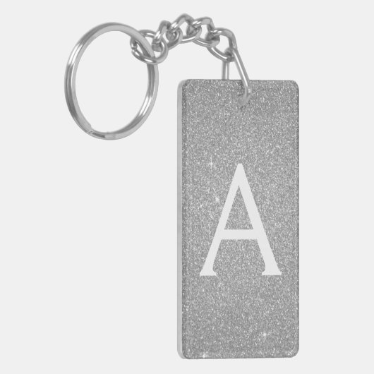 Luxury Silver Glitter & Sparkle Monogram Sleutelhanger (Voorkant Links)