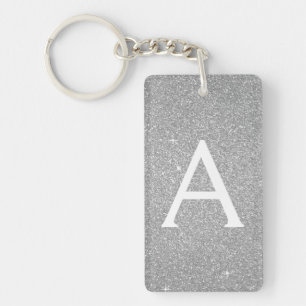 Luxury Silver Glitter & Sparkle Monogram Sleutelhanger