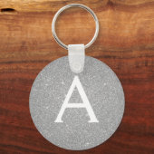Luxury Silver Glitter & Sparkle Monogram Sleutelhanger (Voorkant)
