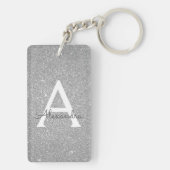 Luxury Silver Glitter & Sparkle Monogram Sleutelhanger (achterkant)