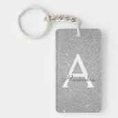 Luxury Silver Glitter & Sparkle Monogram Sleutelhanger (Voorkant)