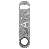 Luxury Silver Glitter & Sparkle Monogram Speed Flessenopener (Achterkant)