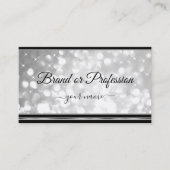 Luxury Silver Glitter Stars Black Silver Border Visitekaartje (Voorkant)