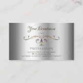 Luxury Silver Gold  Corners Initialen Elegant Visitekaartje (Achterkant)