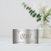 Luxury Silver Gold  Corners Initialen Elegant Visitekaartje (Staand voorkant)
