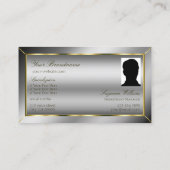 Luxury Silver Gold Decor met Monogram en Foto Visitekaartje (Achterkant)