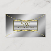 Luxury Silver Gold Decor met Monogram en Foto Visitekaartje (Voorkant)