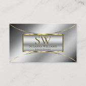 Luxury Silver Gold Decor met monogram en Logo Visitekaartje (Voorkant)