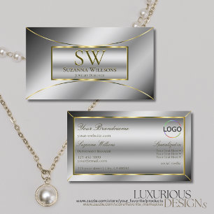 Luxury Silver Gold Decor met monogram en Logo Visitekaartje