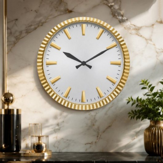 Luxury Silver & Gold Elegant Minimalist Grote Klok