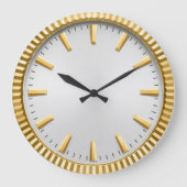 Luxury Silver & Gold Elegant Minimalist Grote Klok (Voorkant)
