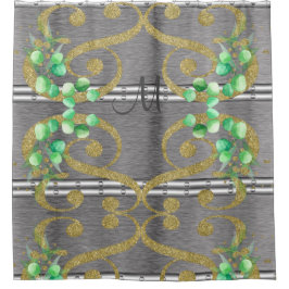 Luxury Silver Gold Glitter Monogram Showgordijn Douchegordijn