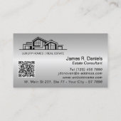 Luxury Silver Gray Real Estate Chic Professional Visitekaartje (Achterkant)