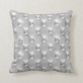 Luxury Silver Gray Tufted Leather Opulent Glam Kussen
