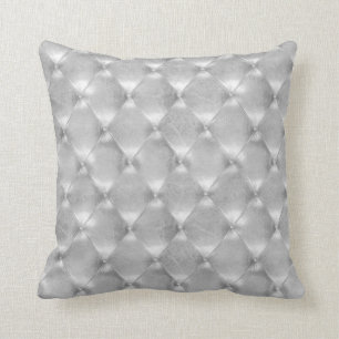 Luxury Silver Gray Tufted Leather Opulent Glam Kussen