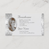 Luxury Silver Grey  Borders Joden voegen foto toe Visitekaartje (Achterkant)
