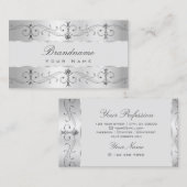 Luxury Silver Grey  Borders Juwelen Ornamenten Visitekaartje (Voorkant / Achterkant)