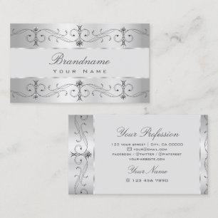 Luxury Silver Grey Borders Juwelen Ornamenten Visitekaartje