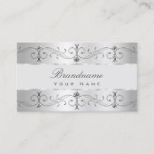 Luxury Silver Grey  Borders Juwelen Ornamenten Visitekaartje (Voorkant)
