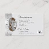 Luxury Silver Grey  Borders Logo en foto's Visitekaartje (Achterkant)