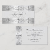 Luxury Silver Grey  Borders Visitekaartje (Voorkant / Achterkant)