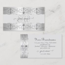 Luxury Silver Grey  Borders Visitekaartje