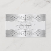 Luxury Silver Grey  Borders Visitekaartje (Voorkant)