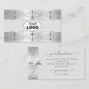 Luxury Silver Grey Grenzen Juwelen met Logo Visitekaartje