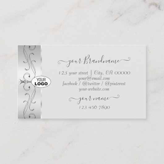 Luxury Silver Grey  Grenzen Juwelen met Logo Visitekaartje (Achterkant)
